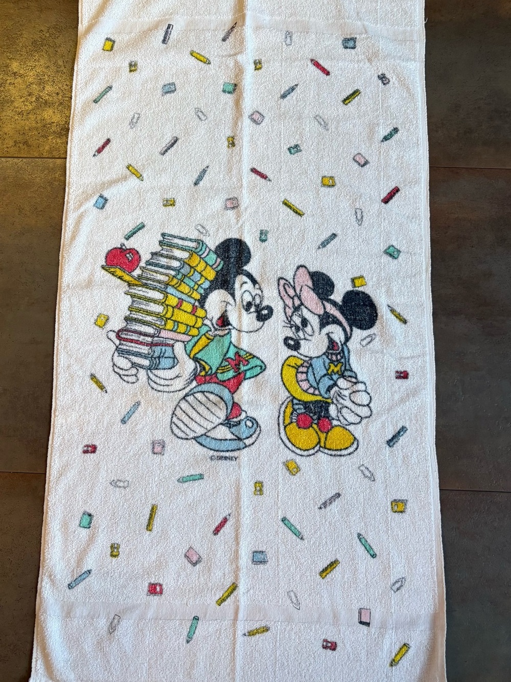 Vintage Disney Mickey & Minnie Mouse Back to School Towel
